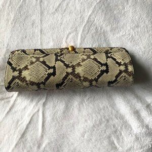 Brahmin Lucia Island Python-Print Leather Clutch
